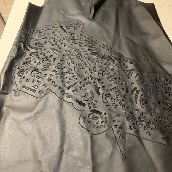 Josie Natori Black Faux Leather Dress (size 10) - Picture 2 of 10